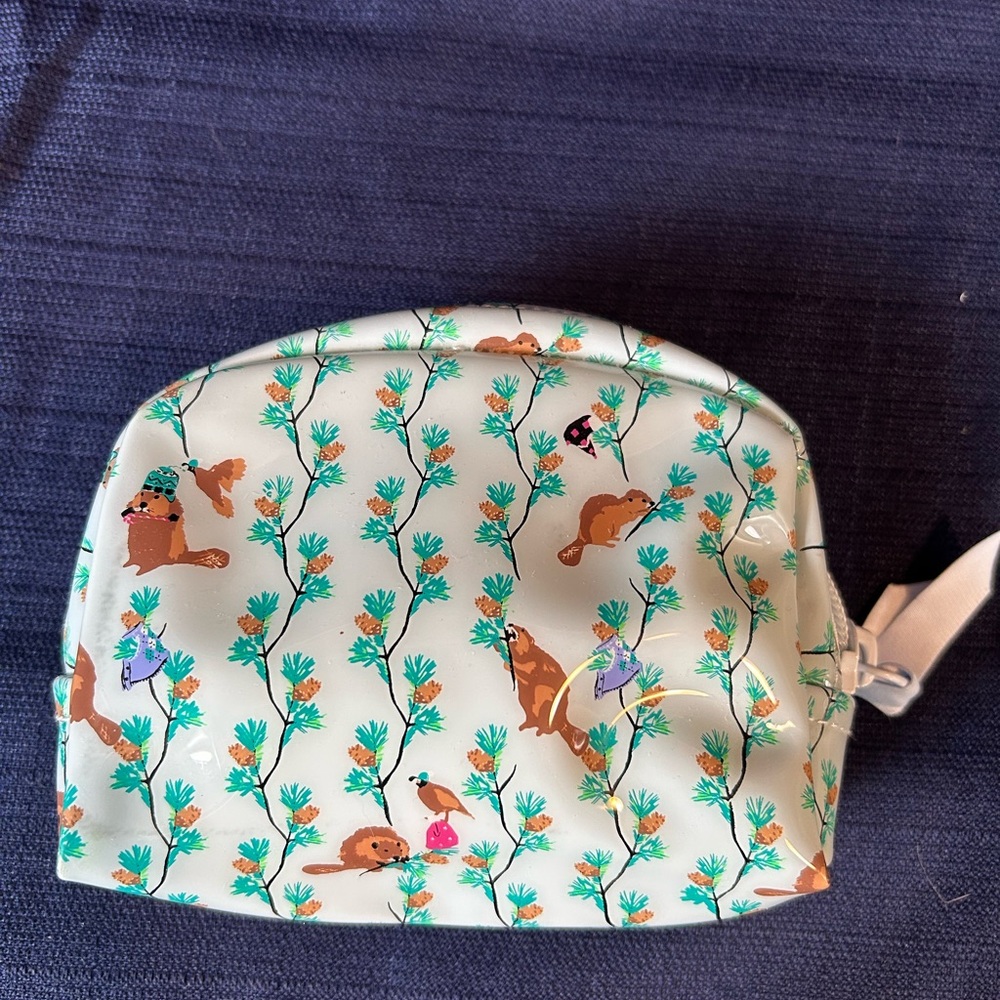 Vera Bradley Cream Cosmetic Bag with Animal and Floral Design